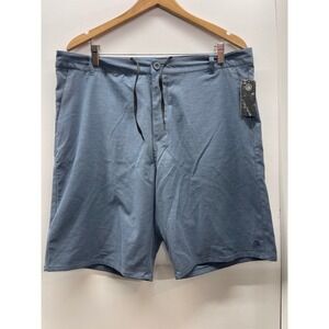 Free World Hybrid Stretch Shorts Mens 36 Blue Grey Golf Casual Walk Shorts NWT